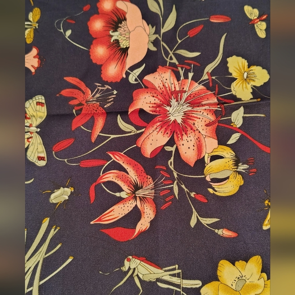 Floral  Flowers & Butterflies Print Scarf - Picture 6 of 11